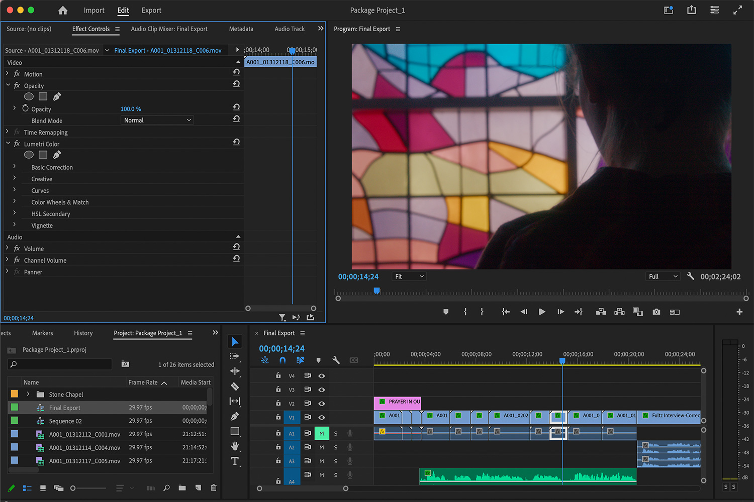 An image of a video project being edited in Adobe Premiere Pro.